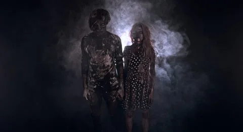Two burnt zombie scare. 動画素材 66786918