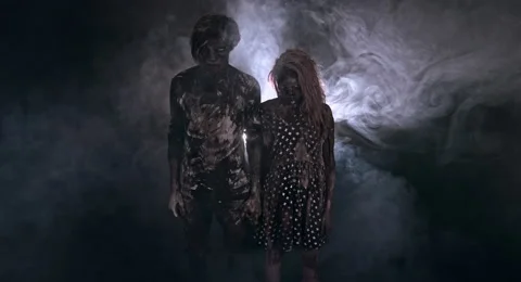 Two burnt zombie scare. 動画素材 66787618