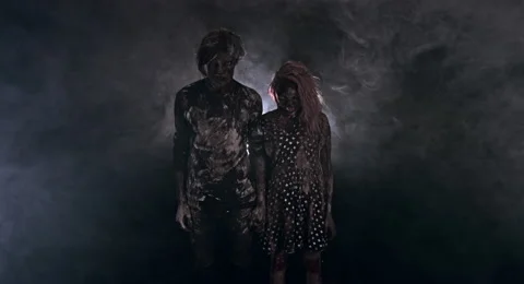 Two burnt zombie scare. Video stock 66788933