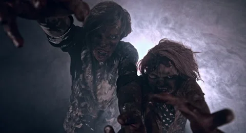 Two burnt zombie scare. Stock Footage 66790447