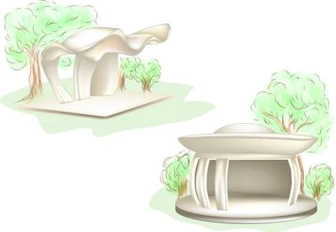 Two bus stop Stock Illustration