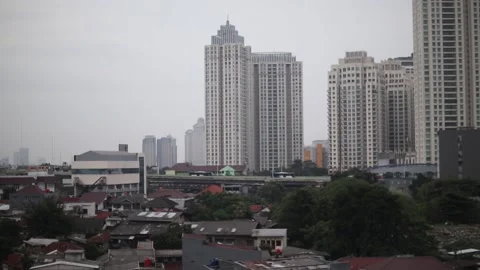 Two buses cross paths on an overpass Stock Footage 233985622