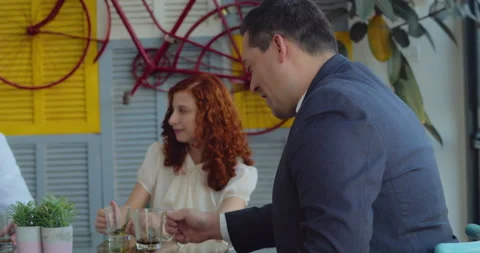 Two business colleges having a coffee break in a coworkers company. Slow moti Stock Footage 146201974