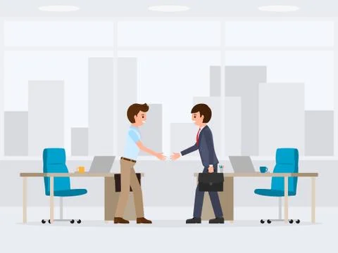 Two business man are making deal cartoon character Stock Illustration