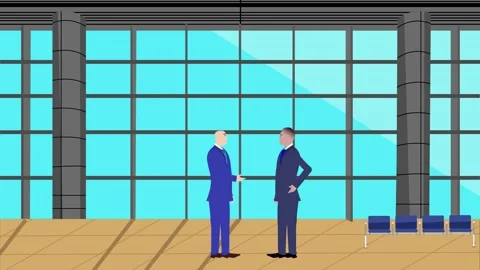 Two business man character talking each other in modern office area Stock Footage 273847051