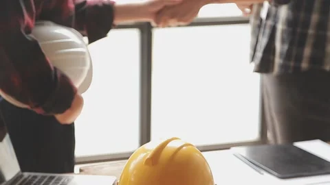 Two business man construction site engineer. Engineering objects on workpla.. Stock Footage 236712949
