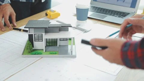 Two business man construction site engineer. Engineering objects on workpla.. Stock Footage 248880407