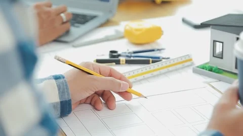 Two business man construction site engineer. Engineering objects on workpla.. Stock Footage 248880612