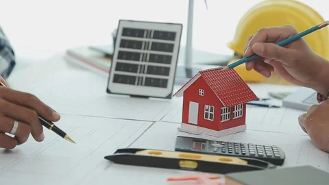 Two business man construction site engineer. Engineering objects on workpla.. Stock Footage 248880815