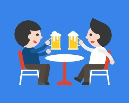 Two Business man drinking beer together, rest after work or celebration conce Stock Illustration