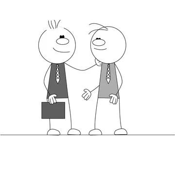 Two business man talking stickman characters Illustration