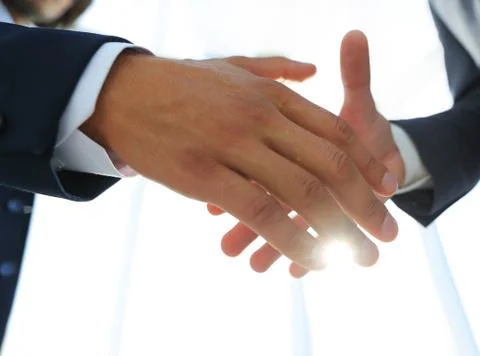 Two  business men going to make handshake Stock Photos