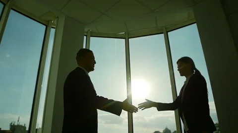 Two business partner shake hands when meeting Stock Footage 53848289