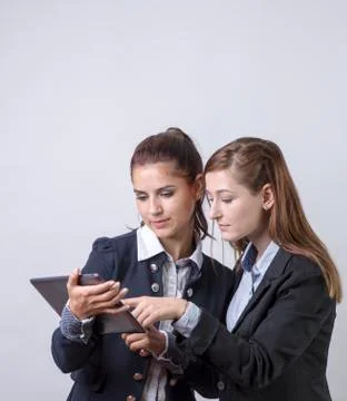 Two business partners, looking at tablet Stock Photos