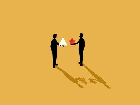 Two business people compared quantity and quality Stock Illustration