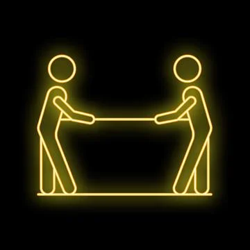 Two business people pulling rope in tug of war neon sign concept Stock Illustration
