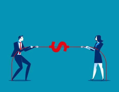 Two business pull the rope. Concept business vector illustration. Stock Illustration