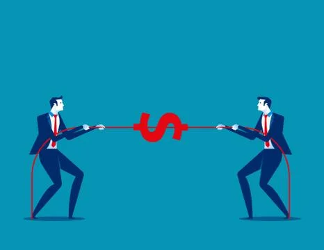 Two business pull the rope. Concept business vector illustration. Stock Illustration