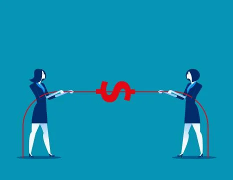 Two business pull the rope. Concept business vector illustration. Stock Illustration