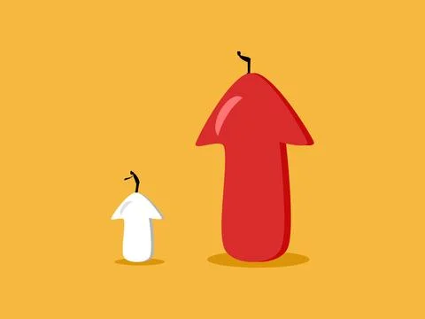 Two businessman with different growth paths on the arrow. Stock Illustration