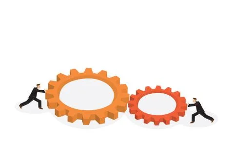 Two businessman joining gears. Concept of business cooperation; team work; co Stock Illustration