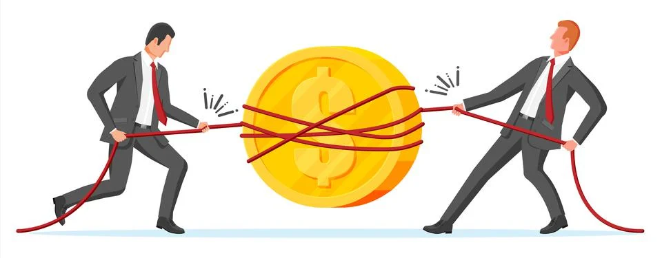 Two Businessman Pull of Coin. Stock Illustration