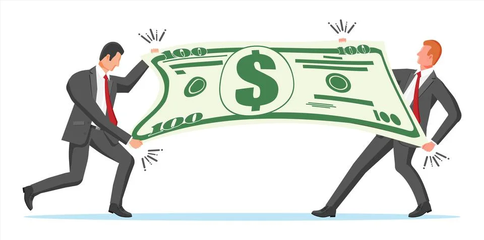 Two Businessman Pull of Dollar. Stock Illustration