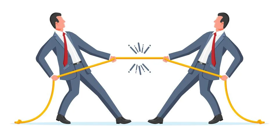 Two Businessman Pull of Rope. Stock Illustration