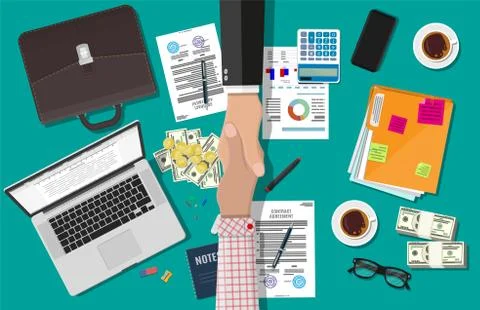 Two businessman shake hands Illustrazione stock