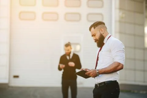 Two businessman at work Stock Photos