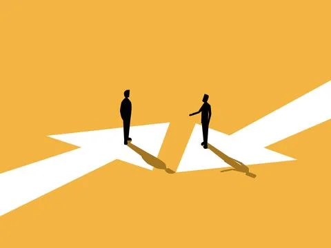 Two businessmen on different paths are talking Stock Illustration