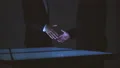 The two businessmen handshake above the big screen. slow motion 4k or 4k+ Resolution