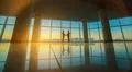 The two businessmen handshake in the office on the sunset background Photo