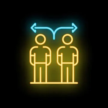 Two businessmen making decision choosing different directions neon sign Stock Illustration