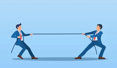 Two Businessmen Pulling Opposite Ends of Rope, Stock Illustration