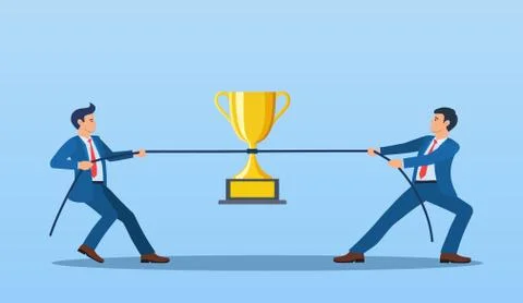 Two Businessmen Pulling Opposite Ends of Rope, Stock Illustration