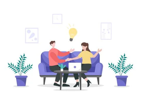 Two Businessmen Reach vector flat illustration Stock Illustration