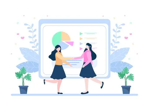 Two Businessmen Reach vector flat illustration Stock Illustration