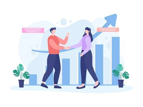Two Businessmen Reach vector flat illustration Stock Illustration