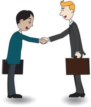 Two businessmen shaking hand, vector illustration, cartoon Stock Illustration
