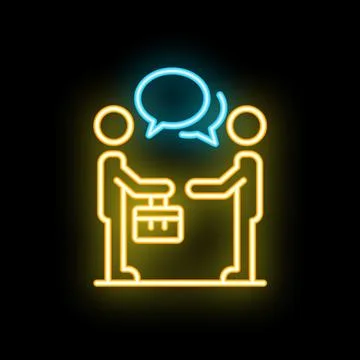 Two businessmen shaking hands after successful business deal neon sign styl.. Stock Illustration
