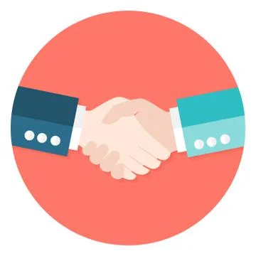 Two Businessmen Shaking Hands Flat Circle Icon Stock Illustration