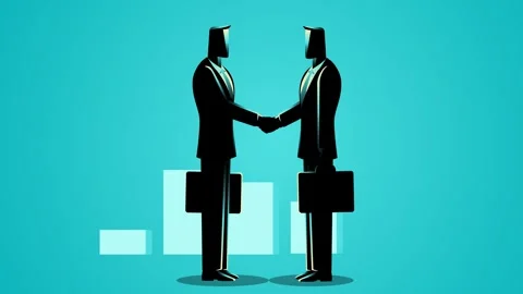 Two businessmen shaking hands with an increasing graph bar in the background Stock Footage 278235125