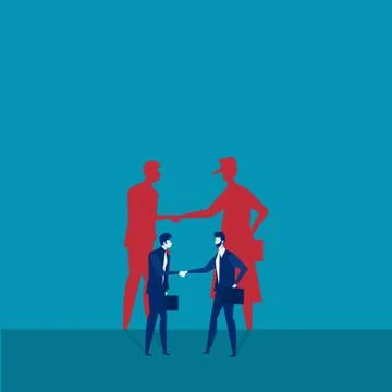 Two businessmen shaking hands with shadow crimes invest concept Stock Illustration