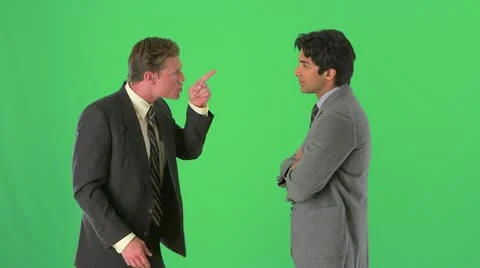 Two businessmen standing and talking on greenscreen Видео 20456992