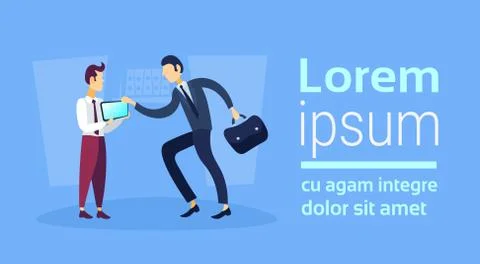 Two businessmen using mobile app smartphone screen online schedule application 스톡 일러스트