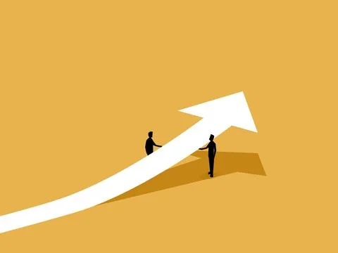 Two businessmen worked together to boost the growth graph Stock Illustration