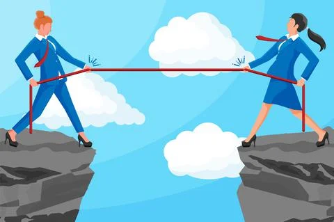 Two Businesswomen Pull of Rope. Stock Illustration