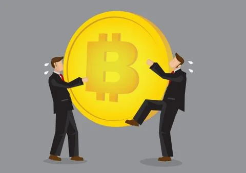 Two bussinessmen snatching for Bitcoin Stock Illustration