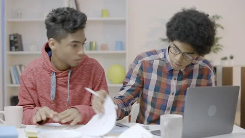 Two busy students having difficulties with studying at home, distance learning Stock Footage 150861154
